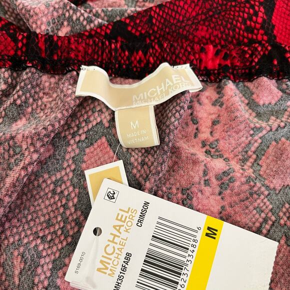 Michael Kors Red Crimson Snakeskin Keyhole Chain Tie Neck Halter Top SM/Med NWT - Picture 5 of 15